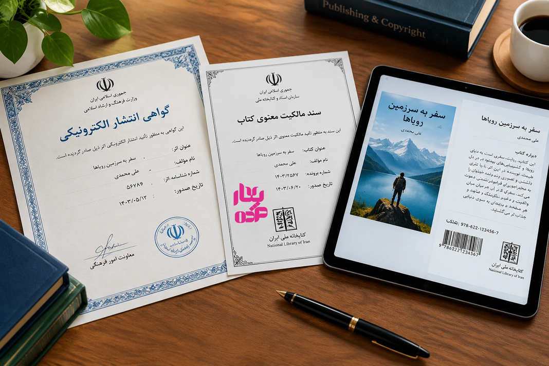 گواهی مجوز نشر الکترونیک وزارت ارشاد، شابک و فیپای رسمی کتابخانه ملی برای کتاب الکترونیک
